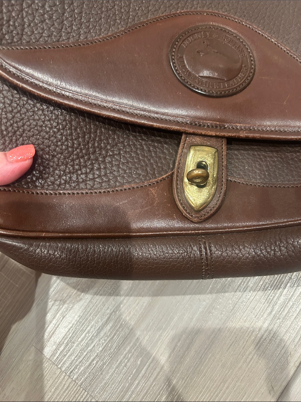 Vintage Dark Brown Leather Dooney & Bourke Crossbody Satchel - Picture 3 of 15